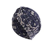 NAFING Foulard Chimio Femme Réutilisable Elegant Turban À Enfiler Côtelé Léger Multicolore Turban Chimio Respirant Coton Fin Cap pour Femme Musulmane Voilée