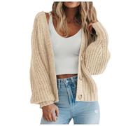 NAFING Gilet Femme Loose Manches Longues Gilet Femme Long Chic Et Elegant Multi Saison Cardigan De Mariage en Mélange De Laine Casual Cérémonie Bolero Ete Blanche Veste