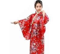 NAFING Kimono Japonais Enfant Robe Yukata Japonaise Robe Kimono Satin Les Enfants Fille Imprimé Peignoir Vêtements De Jeu De Rôle Anime Deguisement Fille 10 Ans