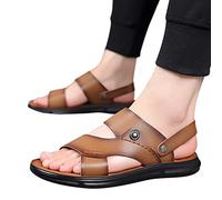 NAFING Sandales Homme Été Confortables Souple Sandales Randonnée Homme Orthopedique Mules Respirantes Orteils Ouverts Cuir Sandalette pour Maison Piscine Intérieur