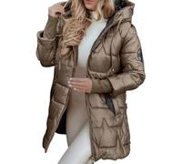 NAFING Veste Doudoune Femme, Doudoune Femme Chaude Zippée Veste Doudoune Duvet Matelassé Hiver Blouson Grande Taille Anorak Doudoune a Capuche Manteau De Couleur Unie
