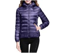 NAFING Veste Femme Automne, Veste Femme Hiver Blouson Légère Avec Capuche Doudoune Duvet Matelassé Anorak Chaude Manteau Zippée Parka Confortable Doudounes De Randonnée Femme