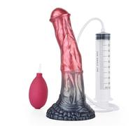 NAFJLGI Nouveau Gode Spray Animal en Silicone Pénis de Cheval avec Fonction de Pulvérisation de Sperme, Gode Cheval Animal Réaliste Gode Anal Doux Plug Anal Point G Jouet Sexuel(XXL)