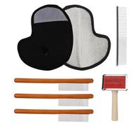 NAFJYR Lot de 6 gants électrostatiques réutilisables et peignes pour toilettage de petits chiens