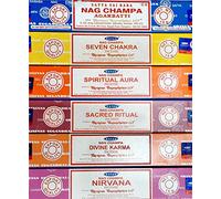 NAG CHAMPA, Sept chakra, aura spirituelle, rituel sacré, karma divin du Nirvana dans un paquet de 15 GM chaque paquet spirituel - Lot de 6 pièces