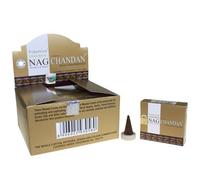 Nag Golden - Cônes de Chandan 15 g par pièce Contient 15 g d'encens (10 cônes environ), produit à la main en Inde Un cadeau idéal pour un anniversaire, Noël, etc.