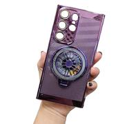 Nagangee Four Corners Anti Drop Cell Phone Case for Samsung Case S22/S23/S24, Rotation Gyroscope Magnetic Stand Case, Electroplated Magnetic Stand Mobile Phone Cases (S23Ultra,Purple)