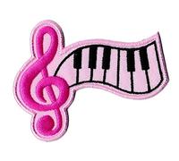 NagaPatches Patche écusson musique e Sol rose patch brodé notes partitions thermocollant