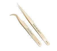 NAGARAKU 1 Paire Pinces à Épiler Précision Professionnelle Antidérapante Séparation Pinces Droite & Mega Volume Fan Lash Tweezer Pour Prendre des Cils Individuel ou des Volumineuses (M-01 & M-02)