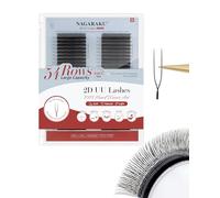 NAGARAKU 2D UU Cils 54 Rows Mega Pack 4 Fois Plus Que 12 Rows Double Pointe Parallèles Volume Eyelash Compacts Légers Naturel Fin Duveteux Flexibles Distinct Sur Les Yeux Lash Noir Mat (0,07 C 8-15mm)