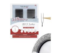 NAGARAKU 2D UU Cils 54 Rows Mega Pack 4 Fois Plus Que 12 Rows Double Pointe Parallèles Volume Eyelash Compacts Légers Naturel Fin Duveteux Flexibles Distinct Sur Les Yeux Lash Noir Mat (0,07 D 8-15mm)