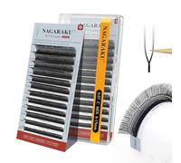 NAGARAKU 2D UU Cils Double Pointe Forme UU Parallèles Volume Eyelash Compacts Légers Naturel Fin Duveteux Flexibles En Éventail Chaque Cil Est Bien Distinct Sur Les Yeux Lash Noir Mat (0,07 C 8-15mm)