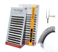 NAGARAKU 2D UU Cils Double Pointe Forme UU Parallèles Volume Eyelash Compacts Légers Naturel Fin Duveteux Flexibles En Éventail Chaque Cil Est Bien Distinct Sur Les Yeux Lash Noir Mat (0,07 D 10mm)