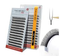 NAGARAKU 2D UU Cils Double Pointe Forme UU Parallèles Volume Eyelash Compacts Légers Naturel Fin Duveteux Flexibles En Éventail Chaque Cil Est Bien Distinct Sur Les Yeux Lash Noir Mat (0,07 C 10mm)