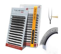 NAGARAKU 2D UU Cils Double Pointe Forme UU Parallèles Volume Eyelash Compacts Légers Naturel Fin Duveteux Flexibles En Éventail Chaque Cil Est Bien Distinct Sur Les Yeux Lash Noir Mat (0,07 D 8-15mm)