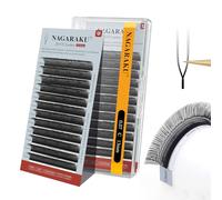 NAGARAKU 2D UU Cils Double Pointe Forme UU Parallèles Volume Eyelash Compacts Légers Naturel Fin Duveteux Flexibles En Éventail Chaque Cil Est Bien Distinct Sur Les Yeux Lash Noir Mat (0,07 C 13mm)