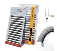 NAGARAKU 2D UU Cils Double Pointe Forme UU Parallèles Volume Eyelash Compacts Légers Naturel Fin Duveteux Flexibles En Éventail Chaque Cil Est Bien Distinct Sur Les Yeux Lash Noir Mat (0,07 C 9mm)