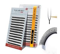 NAGARAKU 2D UU Cils Double Pointe Forme UU Parallèles Volume Eyelash Compacts Légers Naturel Fin Duveteux Flexibles En Éventail Chaque Cil Est Bien Distinct Sur Les Yeux Lash Noir Mat (0,07 D 9mm)