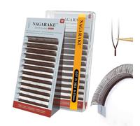 NAGARAKU 2D UU Cils Double Pointe Parallèles Volume Eyelash Compacts Légers Naturel Fin Duveteux Flexibles En Éventail Chaque Cil Est Bien Distinct Sur Les Yeux Lash Brun Foncé (0,07 D 8-15mm)