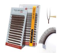 NAGARAKU 2D UU Cils Double Pointe Parallèles Volume Eyelash Compacts Légers Naturel Fin Duveteux Flexibles En Éventail Chaque Cil Est Bien Distinct Sur Les Yeux Lash Brun Foncé (0,07 C 8-15mm)