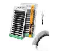 NAGARAKU 3D Étroit W Cils Préfait Bouquet Forme W Préfabriqués Tissage En Éventail avec Long Manche Auto-Éventails Prêts à L'emploi Naturels Duveteux Compacts Narrow Lash Noirs Mats (0.07mm C 8-15mm)