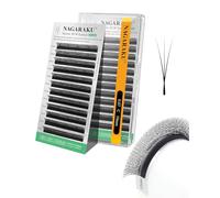 NAGARAKU 3D Étroit W Cils Préfait Bouquet Forme W Préfabriqués Tissage En Éventail avec Long Manche Auto-Éventails Prêts à L'emploi Naturels Duveteux Compacts Narrow Lash Noirs Mats (0.07mm C 10mm)