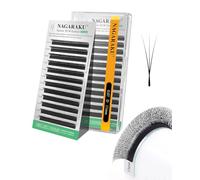 NAGARAKU 3D Étroit W Cils Préfait Bouquet Forme W Préfabriqués Tissage En Éventail avec Long Manche Auto-Éventails Prêts à L'emploi Naturels Duveteux Compacts Narrow Lash Noirs Mats (0.07mm D 11mm)