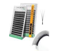 NAGARAKU 3D Étroit W Cils Préfait Bouquet Forme W Préfabriqués Tissage En Éventail avec Long Manche Auto-Éventails Prêts à L'emploi Naturels Duveteux Compacts Narrow Lash Noirs Mats (0.07mm C 12mm)