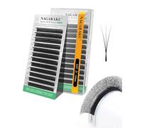 NAGARAKU 3D Étroit W Cils Préfait Bouquet Forme W Préfabriqués Tissage En Éventail avec Long Manche Auto-Éventails Prêts à L'emploi Naturels Duveteux Compacts Narrow Lash Noirs Mats (0.07mm D 14mm)
