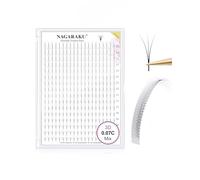 NAGARAKU 3D Premade Fans Cils Prefait Bouquet Volume Russe 320 Fans Boîte XL Pro 16 Rows Préfabriqués Éventails Base Fine Pointue Faciles à Poser Léger Doux Naturel Moelleux Noir Mat(0.07 C 9-14mm)