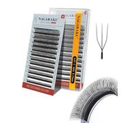 NAGARAKU 3D UU Cils Forme UU Volume Russe Lash Compacts Légers Naturels Fins Duveteux Élégant Flexibles En Éventail Tissé à La Main Chaque Cil Est Bien Distinct Sur Les Yeux Noir Mat (0,07 C 8-15mm)