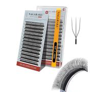 NAGARAKU 3D UU Cils Forme UU Volume Russe Lash Compacts Légers Naturels Fins Duveteux Élégant Flexibles En Éventail Tissé à La Main Chaque Cil Est Bien Distinct Sur Les Yeux Noir Mat (0,07 C 12mm)