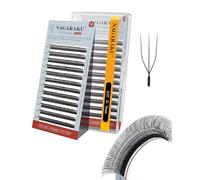 NAGARAKU 3D UU Cils Forme UU Volume Russe Lash Compacts Légers Naturels Fins Duveteux Élégant Flexibles En Éventail Tissé à La Main Chaque Cil Est Bien Distinct Sur Les Yeux Noir Mat (0,07 D 9mm)