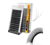 NAGARAKU 3D W Cils Préfait Bouquet Forme W Volume Préfabriqués Finis Tissage En Éventail avec Long Manche Auto-Éventails Naturel Cils Pré-Éventails Clover Lash Cluster Noir Mat (0.07mm CC Curl 13mm)