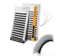 NAGARAKU 3D W Cils Préfait Bouquet Forme W Volume Préfabriqués Finis Tissage En Éventail avec Long Manche Auto-Éventails Naturel Cils Pré-Éventails Clover Lash Cluster Noir Mat (0.07mm CC Curl 8mm)