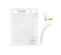 NAGARAKU 4D Premade Fans Cils Prefait Bouquet Volume Russe 320 Fans Boîte XL Pro 16 Rows Préfabriqués Éventails Base Fine Pointue Faciles à Poser Léger Doux Naturel Moelleux Noir Mat(0.07 C 12mm)