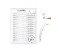 NAGARAKU 4D Premade Fans Cils Prefait Bouquet Volume Russe 320 Fans Boîte XL Pro 16 Rows Préfabriqués Éventails Base Fine Pointue Faciles à Poser Léger Doux Naturel Moelleux Noir Mat(0.07 C 14mm)