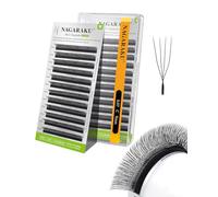 NAGARAKU 4D U Cils Forme U Volume Russe Eyelash Compacts Légers Naturels Fins Duveteux Élégant Flexibles En Éventail Tissé à La Main Chaque Cil Est Bien Distinct Sur Les Yeux Noir Mat (0,07 C 9mm)