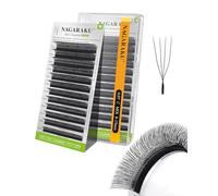NAGARAKU 4D U Cils Forme U Volume Russe Eyelash Compacts Légers Naturels Fins Duveteux Élégant Flexibles En Éventail Tissé à La Main Chaque Cil Est Bien Distinct Sur Les Yeux Noir Mat (0,07 C 8-15mm)