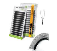 NAGARAKU 4D U Cils Forme U Volume Russe Eyelash Compacts Légers Naturels Fins Duveteux Élégant Flexibles En Éventail Tissé à La Main Chaque Cil Est Bien Distinct Sur Les Yeux Noir Mat (0,07 D 13mm)