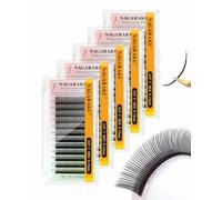 NAGARAKU 5 Boîtes 5D Flower Spike Préfabriqués Manga Cils 0.07 C 8-15 Noirs | 5 Cils Alignés en Parallèle Aux Pointes Légèrement Ouvertes Crée Un Wet Look Anime Fluffy Volume Pour Des Yeux Plus Grands