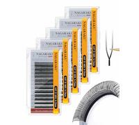 NAGARAKU 5 Boxes 2D UU Cils Double Pointe Parallèles Volume Eyelash Compacts Légers Naturel Fin Duveteux Flexibles En Éventail Chaque Cil Est Bien Distinct Sur Les Yeux Lash Noir Mat (0,07 D 8-15mm)