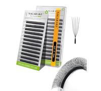 NAGARAKU 5D U Cils Forme U Volume Russe Eyelash Compacts Légers Naturels Fins Duveteux Élégant Flexibles En Éventail Tissé à La Main Chaque Cil Est Bien Distinct Sur Les Yeux Noir Mat (0,07 D 9mm)