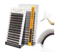 NAGARAKU 5D W Cils Préfait Bouquet Forme W Volume Préfabriqués Finis Tissage En Éventail avec Long Manche Auto-Éventails Naturel Cils Pré-Éventails Épais Eyelash Cluster Brun Foncér (0.07mm C 8-15mm)