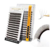NAGARAKU 5D W Cils Préfait Bouquet Forme W Volume Préfabriqués Finis Tissage En Éventail avec Long Manche Auto-Éventails Naturel Cils Pré-Éventails Épais Eyelash Cluster Brun Foncér (0.07mm D 8-12mm)