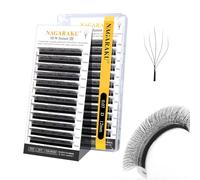 NAGARAKU 5D W Cils Préfait Bouquet Nouvelle Version 2.0 Cils Camélia Naturel Naturellement Doux en Forme Pétale Cils Éventail Préfabriqués Tissage Wispy Volume Russe Premade Fan Noir (0.07mm D 12mm)