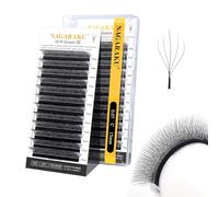 NAGARAKU 5D W Cils Préfait Bouquet Version 2.0 Camélia Cils Naturellement Doux Forme Pétale Préfabriqué Ventilateurs Finis Tissage En Éventail avec Long Manche Volume Cils Noir (0.07mm C 15mm)