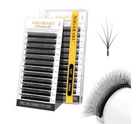 NAGARAKU 5D W Cils Version 3.0 Forme Épis de Blé Cils Naturellement Doux Auto-Éventail Cils Préfabriqué Ventilateurs Finis Tissage Éventail avec Long Manche Volume Cils Noir (0.07mm D 14mm)