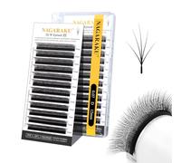 NAGARAKU 5D W Cils Version 3.0 Forme Épis de Blé Cils Naturellement Doux Auto-Éventail Cils Préfabriqué Ventilateurs Finis Tissage Éventail avec Long Manche Volume Cils Noir (0.07mm D 12mm)