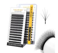 NAGARAKU 5D W Cils Version 3.0 Forme Épis de Blé Cils Naturellement Doux Auto-Éventail Cils Préfabriqué Ventilateurs Finis Tissage Éventail avec Long Manche Volume Cils Noir (0.07mm C Curl 8-12mm)